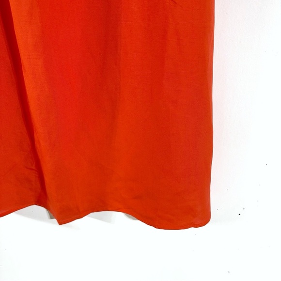 Piombo Linen Bright Orange Midi Skirt With attached Belt Size 6 Side Pocket NWT - Picture 6 of 12